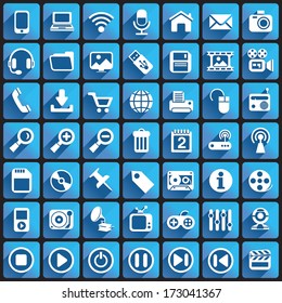 Multimedia Icons on Square Buttons.