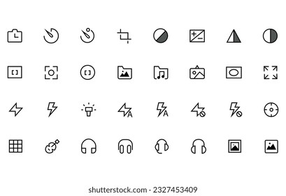 Multimedia icons. Photo, video, music vector illustration set.