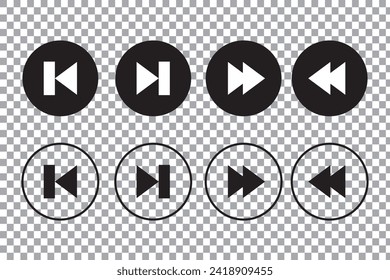 Multimedia icons. Play, next, skip buttons set. Media Player Icons set. Video Audio Player button set symbol vector illustration.