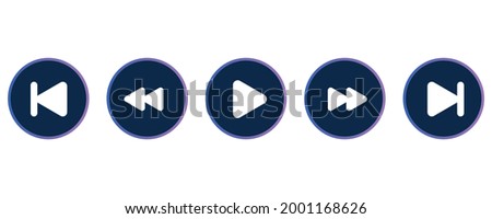 Multimedia icons. Play, next, skip buttons set.