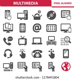 Multimedia Icons. Professional, pixel perfect icons, EPS 10 format.