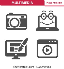 Multimedia Icons. Professional, pixel perfect icons, EPS 10 format.