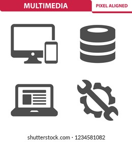 Multimedia Icons. Professional, pixel perfect icons, EPS 10 format.