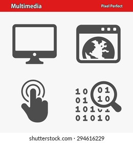 Multimedia Icons. Professional, pixel perfect icons optimized for both large and small resolutions. EPS 8 format.