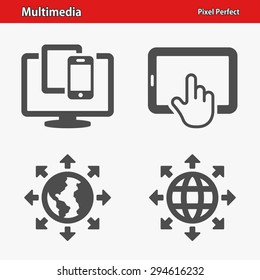 Multimedia Icons. Professional, pixel perfect icons optimized for both large and small resolutions. EPS 8 format.