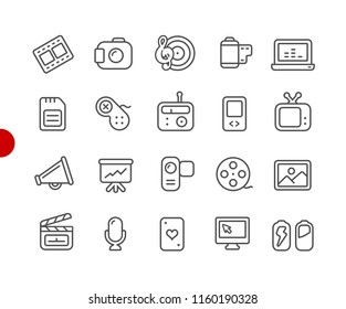 Multimedia Icons - Red Point Series - Vector line icons for your digital or print projects.