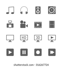 multimedia icons set