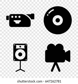 Multimedia icons set. set of 4 multimedia filled icons such as camera, loudspeaker