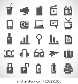 multimedia icons set, black icons