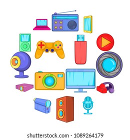 Multimedia icons set in cartoon style. Video set collection isolated vector illustration