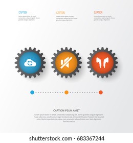 Multimedia Icons Set. Collection Of Cloud, Mute, Headphone And Other Elements. Also Includes Symbols Such As Synchronize, Sound, Sync.