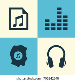 Multimedia Icons Set. Collection Of Earphone, File, Meloman And Other Elements. Also Includes Symbols Such As Playlist, Mixer, Earphone.