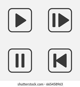 Multimedia Icons Set. Collection Of Run Song Back, Start Song, Following Music And Other Elements. Also Includes Symbols Such As Button, Backward, Media.