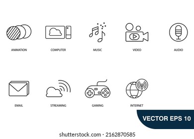 multimedia icons set . multimedia pack symbol vector elements for infographic web