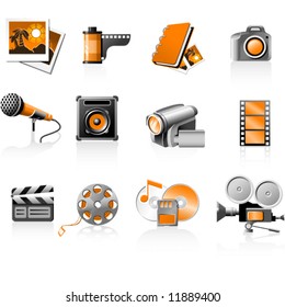 Multimedia icons set - photo and video