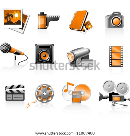 Multimedia icons set - photo and video