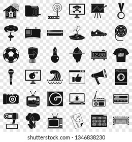 Multimedia icons set. Simple style of 36 multimedia vector icons for web for any design