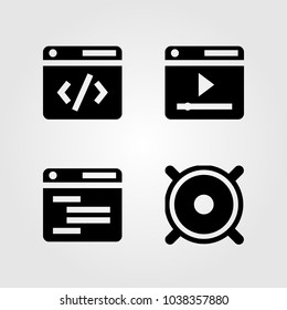 Multimedia icons set. Vector illustration speaker and browser