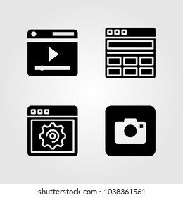 Multimedia icons set. Vector illustration photo camera and browser
