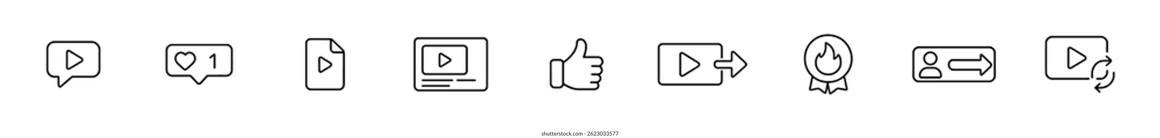 Multimedia Icons Set : video, like, message, share, playlist