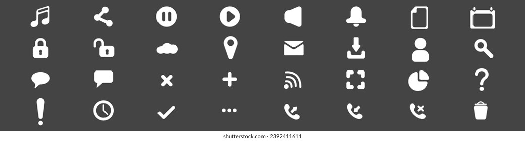 Multimedia icons vector set. Computer web icons white. Website icons. Content management system vector set. Business icons. 