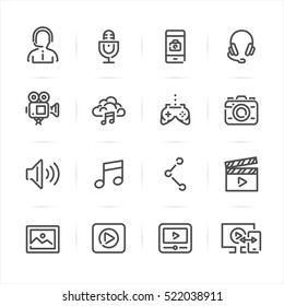 Multimedia icons with White Background 