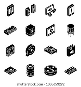 
Multimedia Instruments Glyph Isometric Icons Pack 