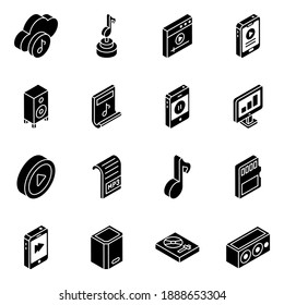 
Multimedia Instruments Glyph Isometric Icons Pack 