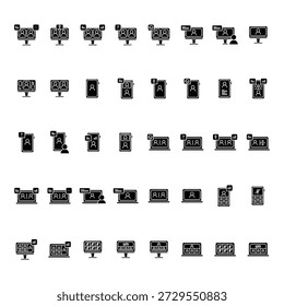 Multimedia Interaction Icons Editable Signs for Communication, Collaboration, and Networking with Buttons, Feedback, and Touch Interface Elements for Digital Engagement