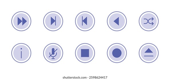 multimedia interface icons. flat color style icon set