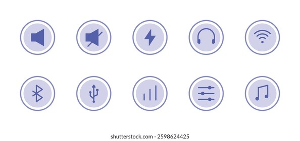 multimedia interface icons. flat color style icon set