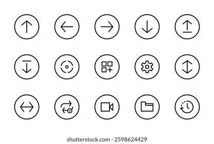multimedia interface icons. outline minimal style icon set
