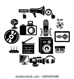 Multimedia internet icons set. Simple illustration of 16 multimedia internet vector icons for web