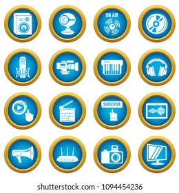 Multimedia internet icons set. Simple illustration of 16 multimedia internet vector icons for web