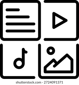 Vector de ilustración de icono de línea multimedia