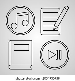 Conjunto de iconos de línea multimedia Colección de símbolos vectores en estilo de esquema de moda
