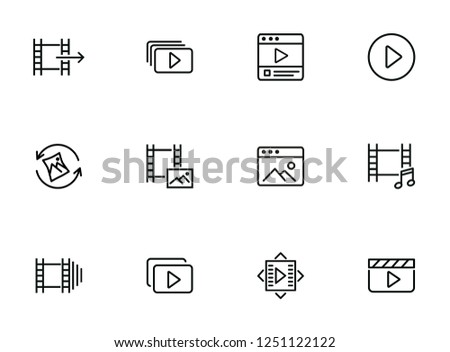 Multimedia line icon set. Video, footage, photo. Media content concept. Can be used for topics like player, cinema, movie