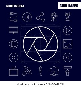 Multimedia Line Icon for Web, Print and Mobile UX/UI Kit. Such as: Media, Mic, Microphone, Sound, Control, Fast, Forward, Media, Pictogram Pack. - Vector