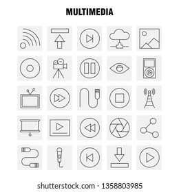 Multimedia Line Icon for Web, Print and Mobile UX/UI Kit. Such as: Microphone, Mike, Music, Audio, Fast, Forward, Move, Play, Pictogram Pack. - Vector