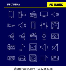 Multimedia Line Icon for Web, Print and Mobile UX/UI Kit. Such as: Mobile, Phone, Smartphone, Call, Camera, File, Photo, Slide, Pictogram Pack. - Vector