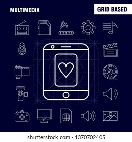 Multimedia Line Icon for Web, Print and Mobile UX/UI Kit. Such as: Gear, Maintain, Setting, Tool, Adjustment, Speaker Computer, Hardware, Pictogram Pack. - Vector