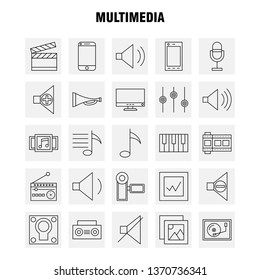 Multimedia Line Icon for Web, Print and Mobile UX/UI Kit. Such as: Mobile, Phone, Smartphone, Call, Camera, File, Photo, Slide, Pictogram Pack. - Vector