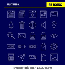 Multimedia Line Icon for Web, Print and Mobile UX/UI Kit. Such as: Browser, Page, Web, Template, Browser, Page, Web, Template, Pictogram Pack. - Vector