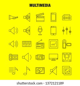 Multimedia Line Icon for Web, Print and Mobile UX/UI Kit. Such as: Mobile, Phone, Smartphone, Call, Camera, File, Photo, Slide, Pictogram Pack. - Vector