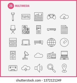 Multimedia Line Icon for Web, Print and Mobile UX/UI Kit. Such as: Disco Ball, Ball, Disco, Party Ball, Equalizer, Beat, Pictogram Pack. - Vector