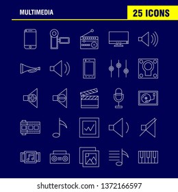 Multimedia Line Icon for Web, Print and Mobile UX/UI Kit. Such as: Mobile, Cell, Phone, Hardware, Camera, Video, Image, Movie, Pictogram Pack. - Vector