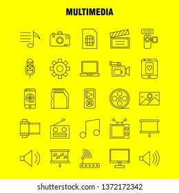 Multimedia Line Icon for Web, Print and Mobile UX/UI Kit. Such as: Gear, Maintain, Setting, Tool, Adjustment, Speaker Computer, Hardware, Pictogram Pack. - Vector