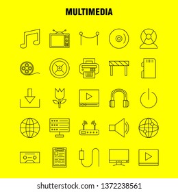 Multimedia Line Icon for Web, Print and Mobile UX/UI Kit. Such as: Off, On, Power, Start, Switch, Flower, Blossom, Botany, Pictogram Pack. - Vector