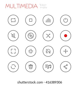 multimedia line icons set