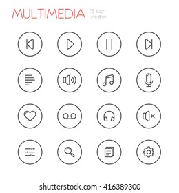 multimedia line icons vector